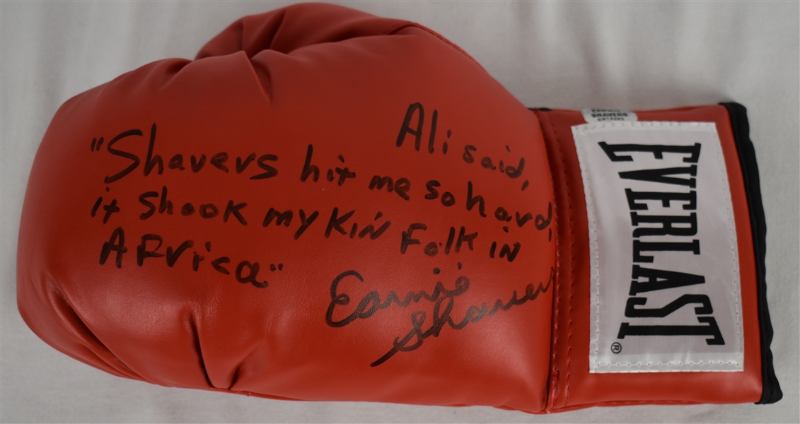 Ernie Shavers Autographed & Inscribed Red Boxing Glove