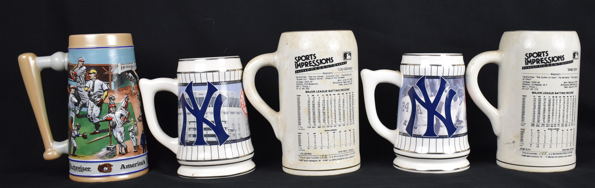 Collection of 5 New York Yankee Ceramic Mugs