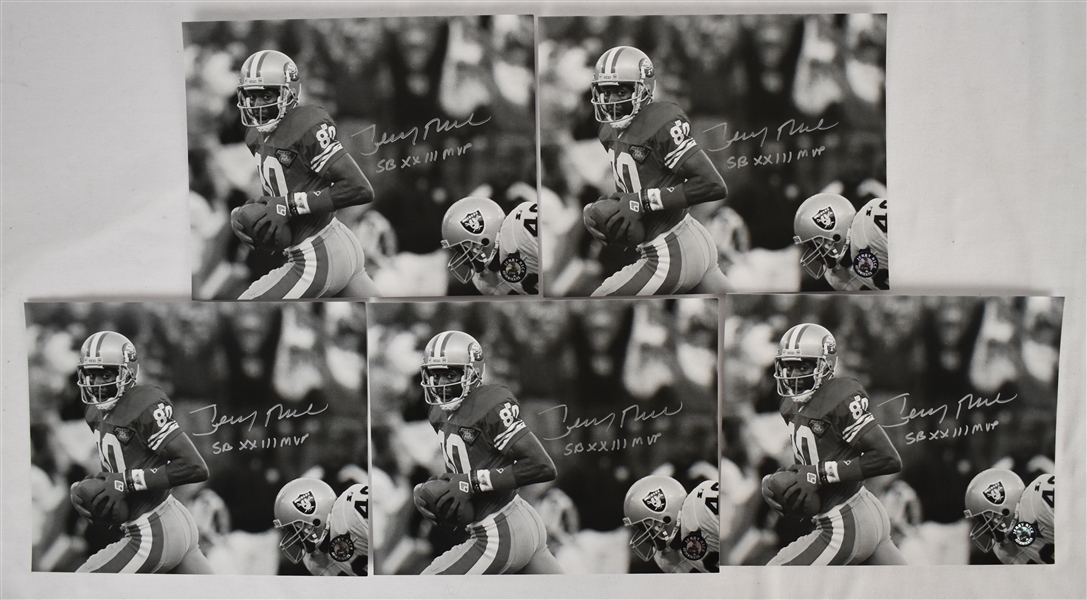 Jerry Rice Lot of 5 Autographed 8x10 Photos