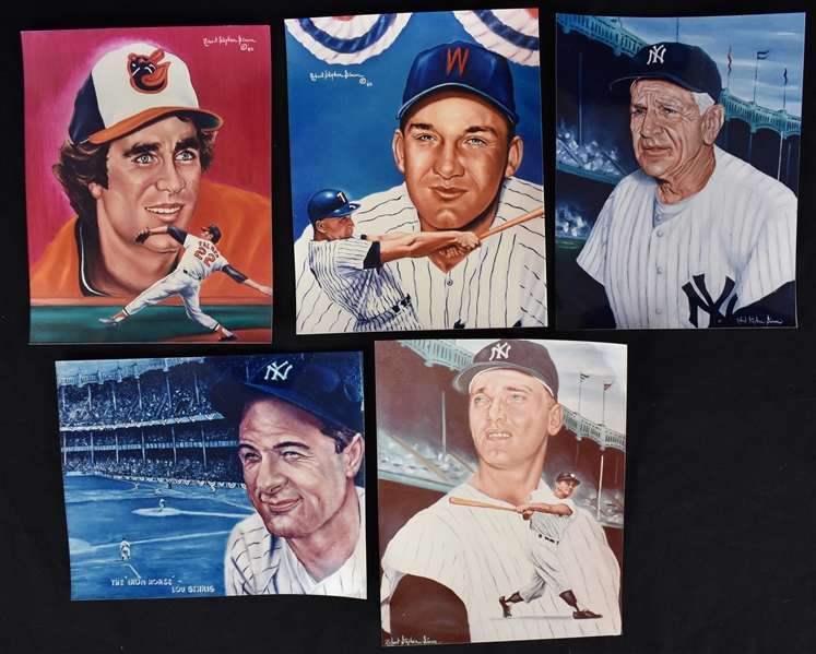 Collection of 5 Lithographs by Robert Stephen Simon w/Lou Gehrig 