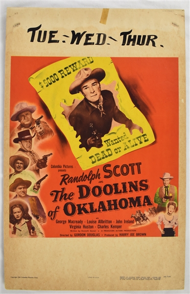 Vintage 1949 "The Doolins of Oklahoma" Movie Poster