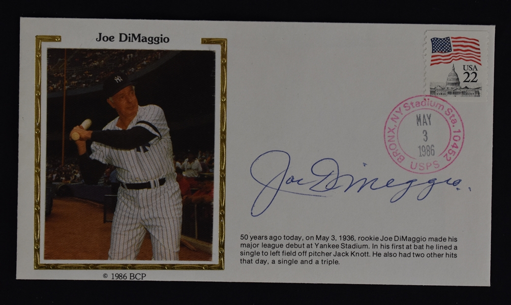 Joe DiMaggio Autographed First Day Cover