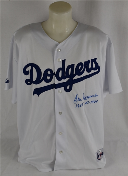 Don Newcombe Autographed & Inscribed Dodgers Jersey