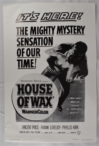 Vintage 1953 "House of Wax" Movie Poster