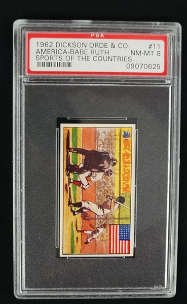 Babe Ruth 1962 Dickson Orde & Co. "Sports of the Countries" Card #11 PSA 8 NM-MT 