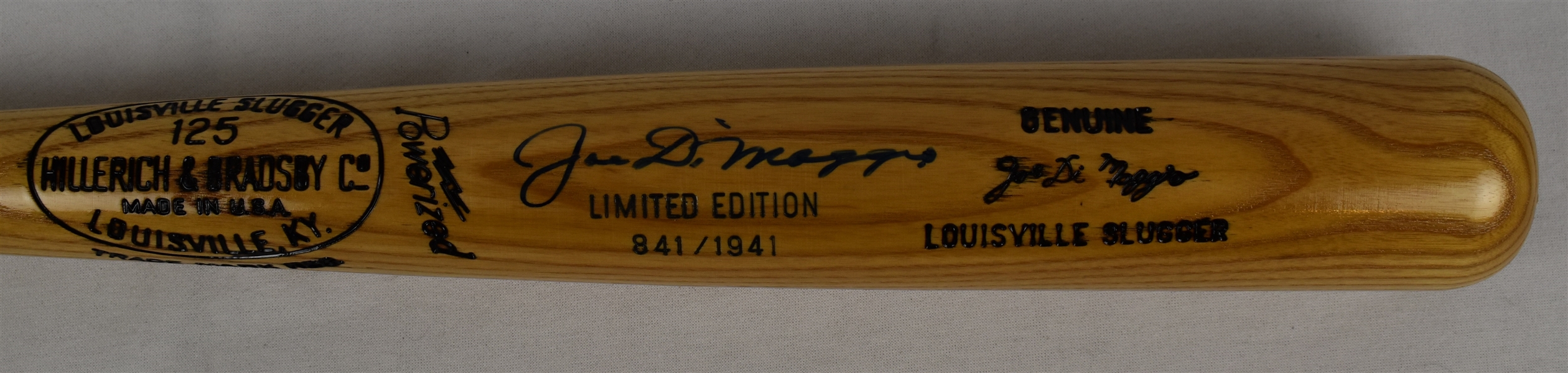 Joe DiMaggio Autographed Signature Model Limited Edition 1941 Streak Bat