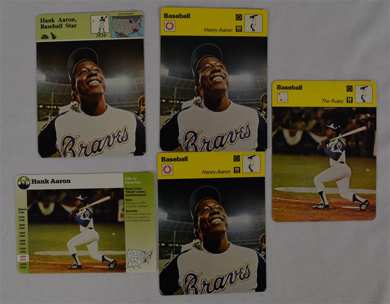 Hank Aaron Lot of 5 Sports Caster Cards 