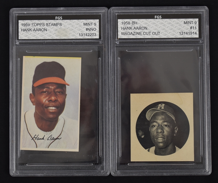 Hank Aaron 1958 & 1969 FGS Graded Cards/Stamps