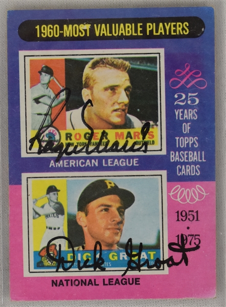 Roger Maris & Dick Groat Autographed 1975 Topps Card #198