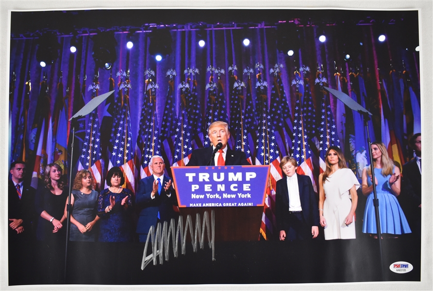Donald Trump Autographed 11x14 New York Rally Photo PSA/DNA 