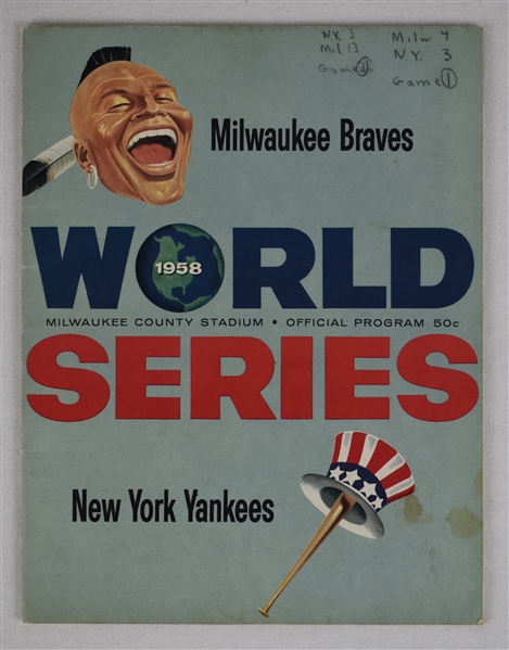 New York Yankees vs. Milwaukee Braves 1958 World Series Program