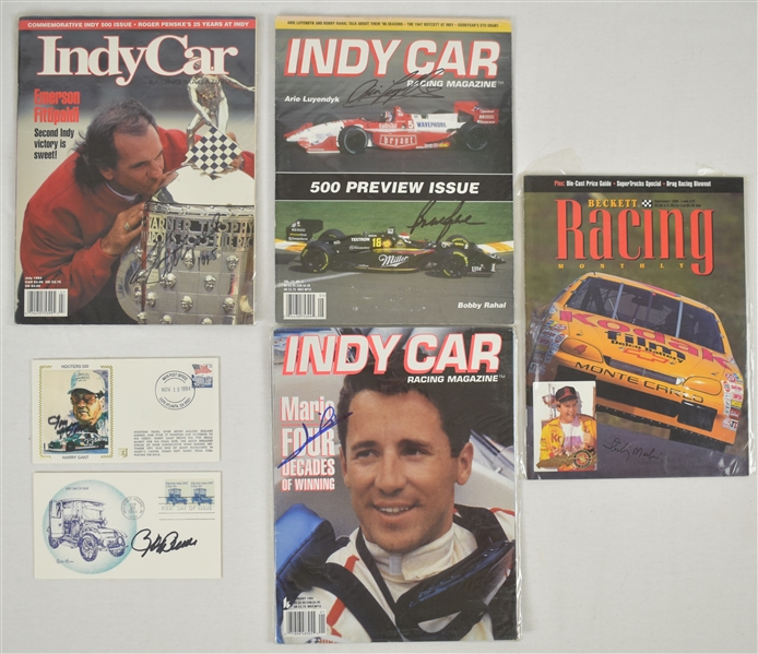 Racing Lot of 6 Autographed Magazines & First Day Covers