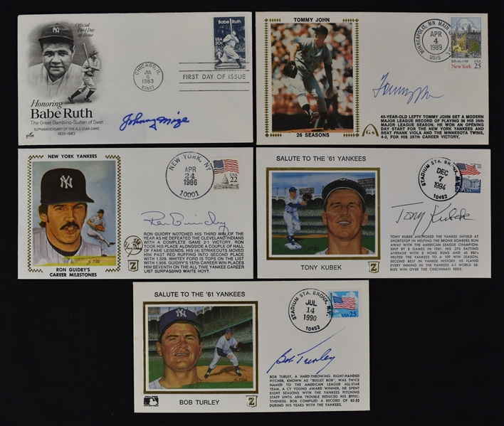 Collection of 5 New York Yankees Autographed First Day Covers 