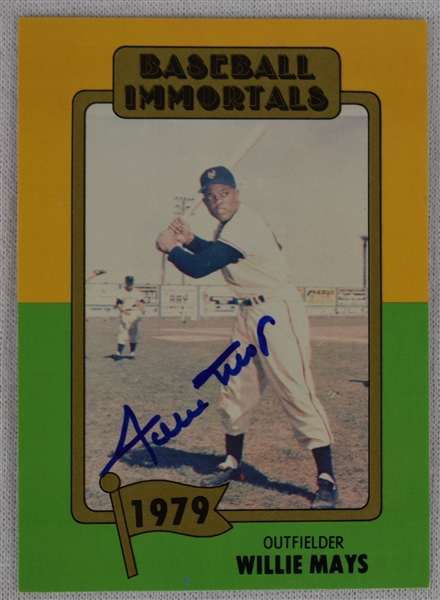 Willie Mays Autographed Baseball Immortals Card 