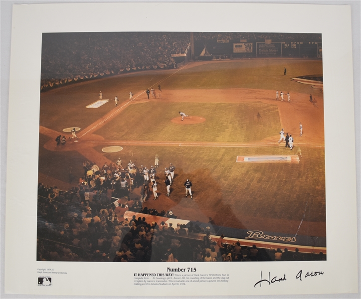 Hank Aaron Autographed 715th HR Lithograph