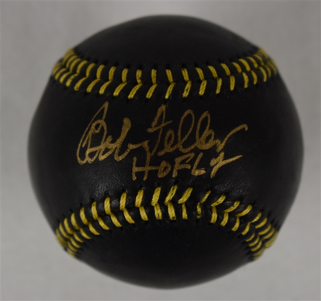 Bob Feller Autographed Limited Edition Black Baseball