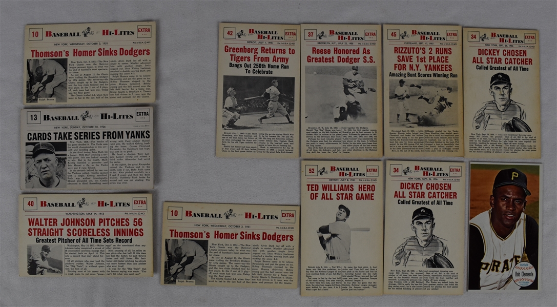 Collection of 11 Vintage 1960 Nu-Card Hi Lite Baseball Cards