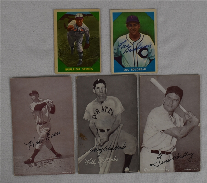 Vintage Lot of 5 Autographed Baseball Cards w/Burleigh Grimes