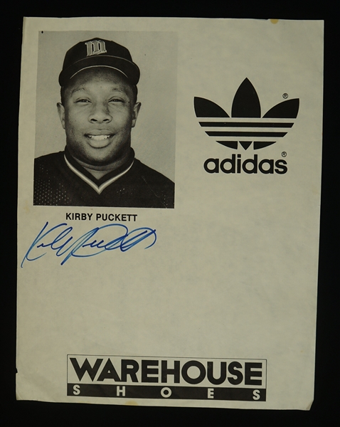 Kirby Puckett Autographed 1984 Rookie Adidas Sheet