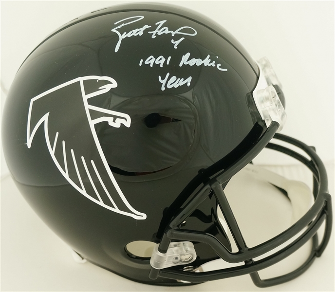 Brett Favre Autographed & Inscribed Atlanta Falcons Rookie Full Size Helmet