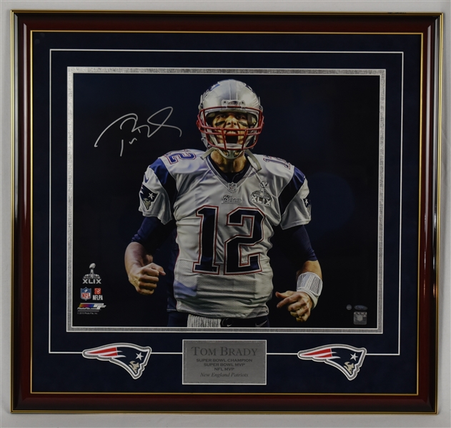 Tom Brady 20x24 Autographed Framed Super Bowl 49 Photograph TriStar & Steiner