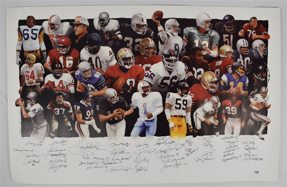 NFL Hall of Fame Legends Signed Limited Edition Lithograph w/45 Signatures PSA/DNA