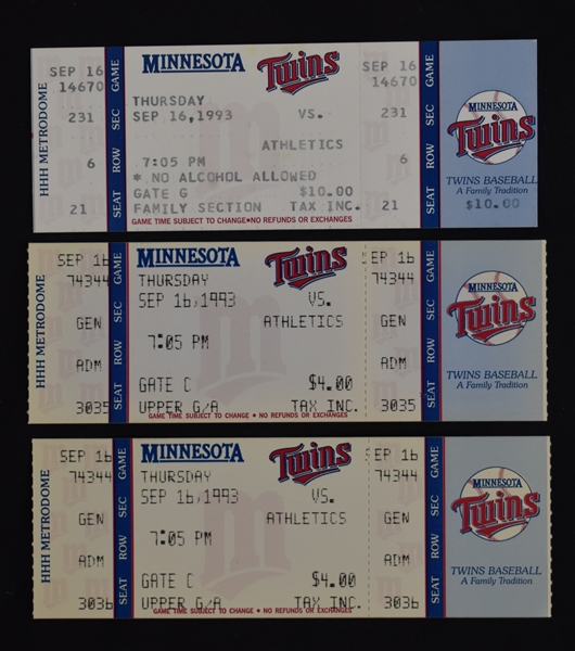 Dave Winfield Lot of 3 Tickets From 3,000th Hit Game