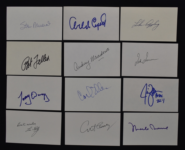 Collection of 12 Autographed Index Cards w/Stan Musial