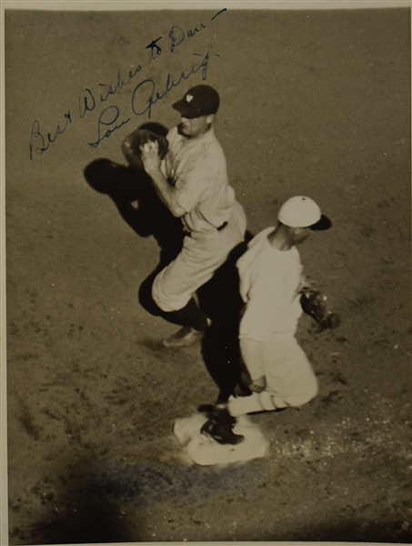 Lou Gehrig Autographed & Inscribed First Generation Wire Photo JSA LOA