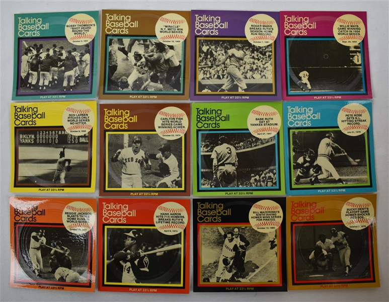 Vintage 1979 Set of 12 Talking Baseball Cards w/Babe Ruth