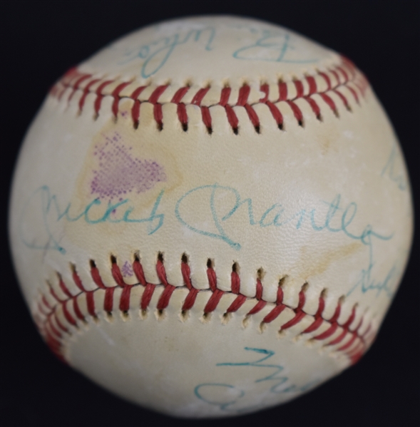New York Yankees Multi Signed HOF Baseball w/Mickey Mantle & George Steinbrenner JSA LOA