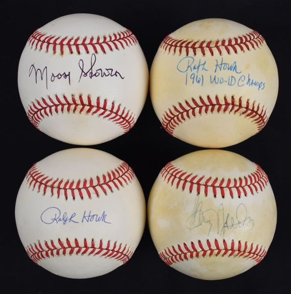 Ralph Houk Bill Skowron & Craig Nettles Lot of 4 Autographed Baseballs