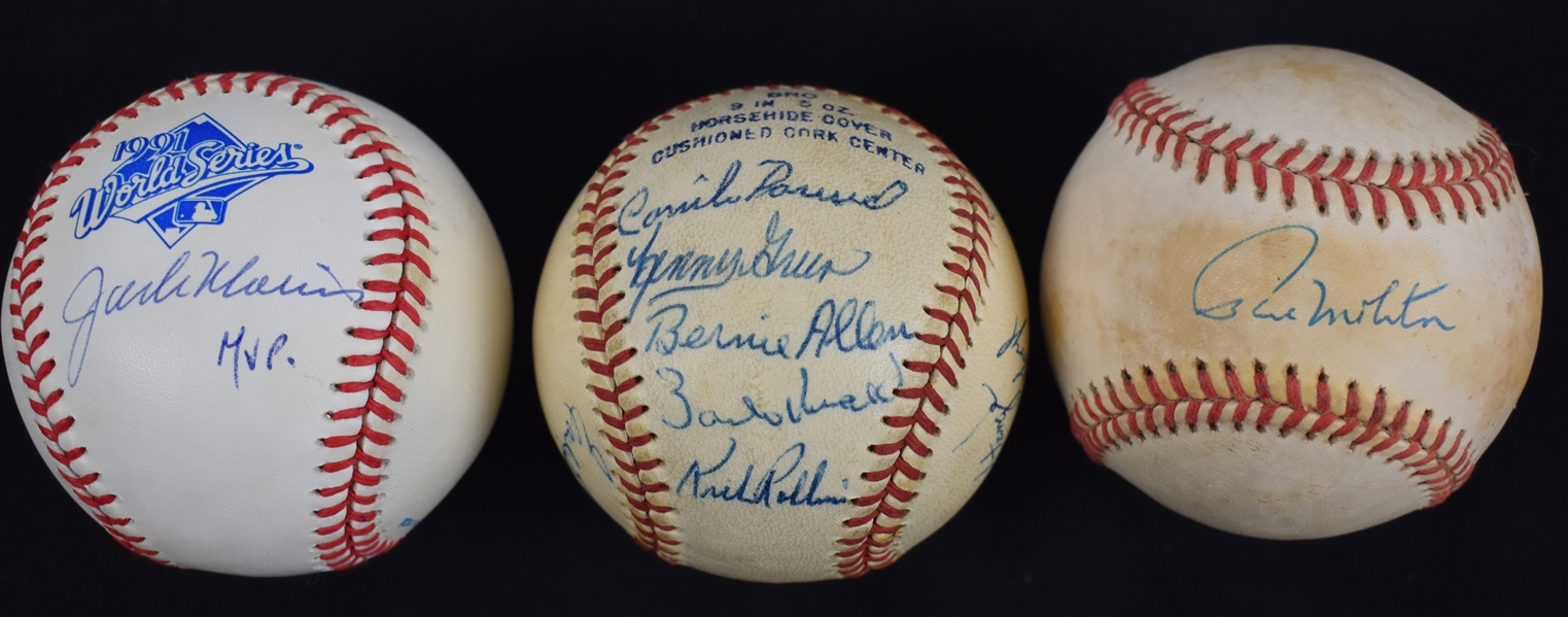 Jack Morris Paul Molitor Carl Pohlad Minnesota Twins Autographed Baseballs & Paul Molitor Signed Hat