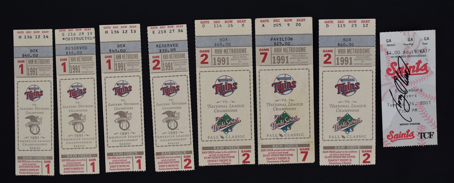 Minnesota Twins 1991 Collection of 7 ALCS & World Series Tickets