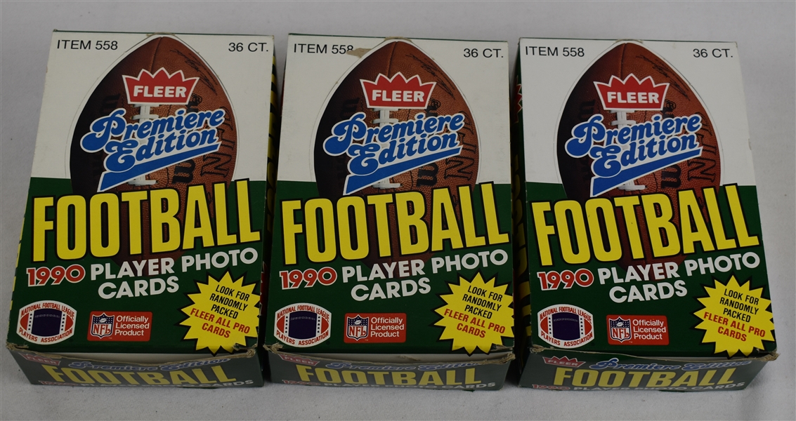 Fleer 1990 Football 3 Boxes Unopened Wax Packs