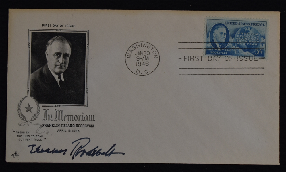 Franklin Roosevelt Jr. & Eleanor Roosevelt Signed 1945-46 First Day Covers
