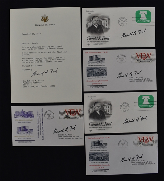 Gerald Ford Lot of 6 Signed First Day Covers & Letter