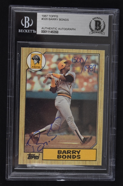 Barry Bonds Autographed Limited Edition 1987 Topps Rookie Card BAS