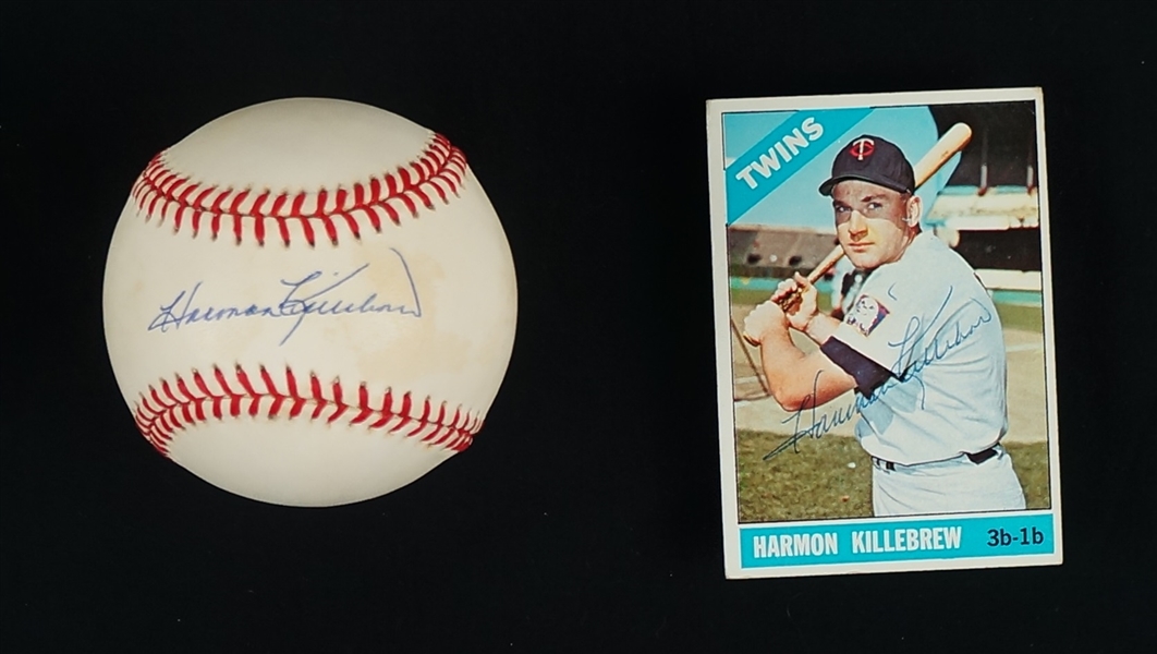 Harmon Killebrew Autographed Baseball & 1966 Topps Card