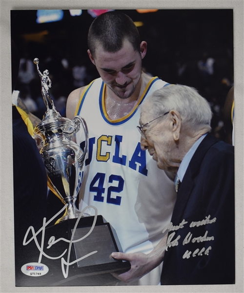 John Wooden & Kevin Love Autographed 8x10 UCLA Photo PSA/DNA  