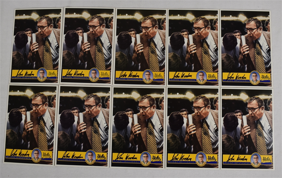 John Wooden Autographed Lot of 10 Basketball Cards