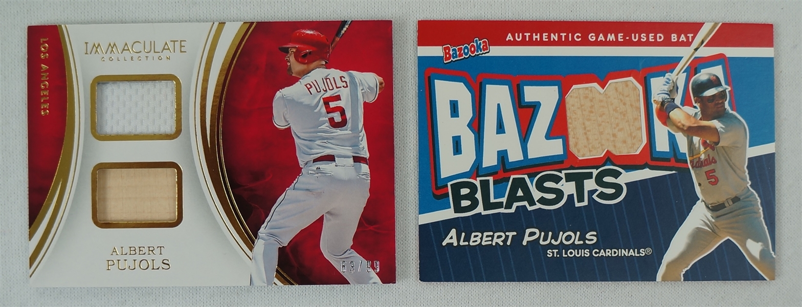 Albert Pujols Lot of 2 Game Used Jersey/Bat Cards 