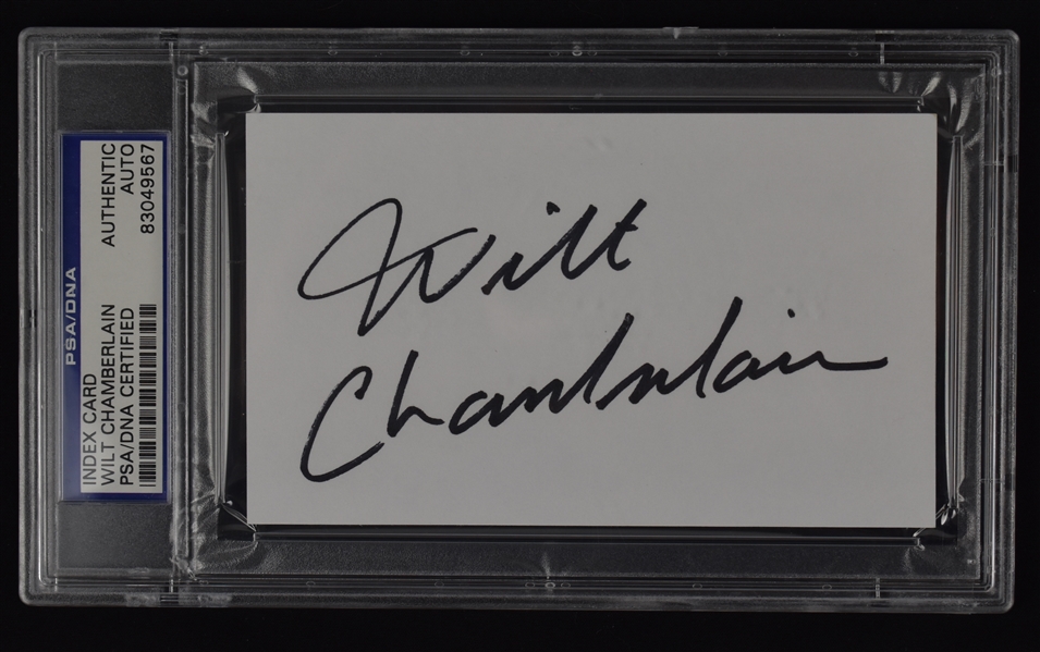 Wilt Chamberlain Signed Index Card PSA/DNA