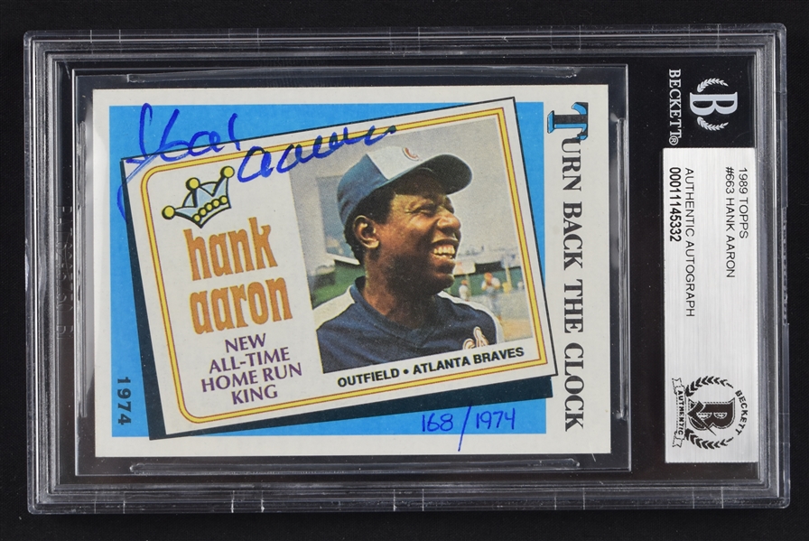 Hank Aaron Autographed Limited Edition Baseball Card BAS