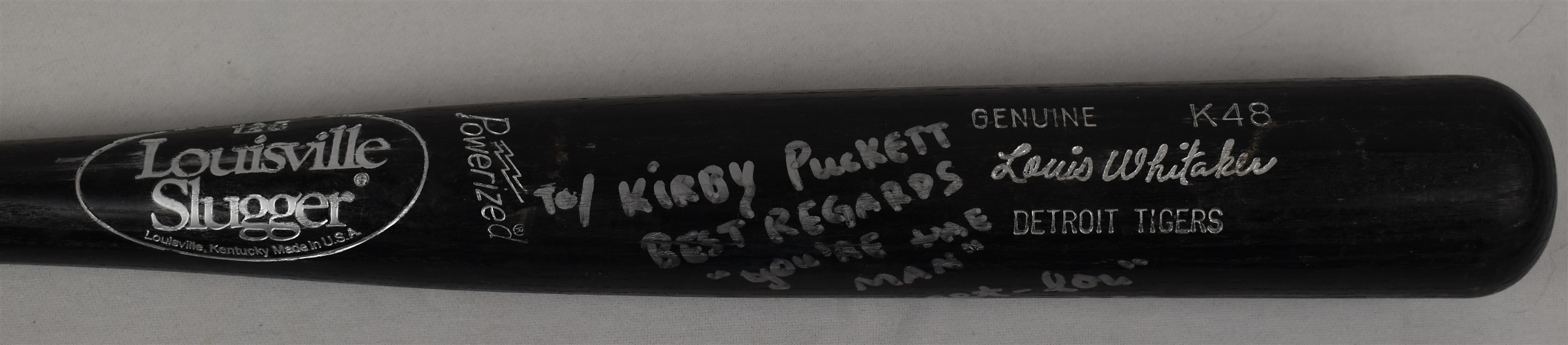 Lou Whitaker Detroit Tigers Game Used & Autographed Bat w/Puckett Family Provenance