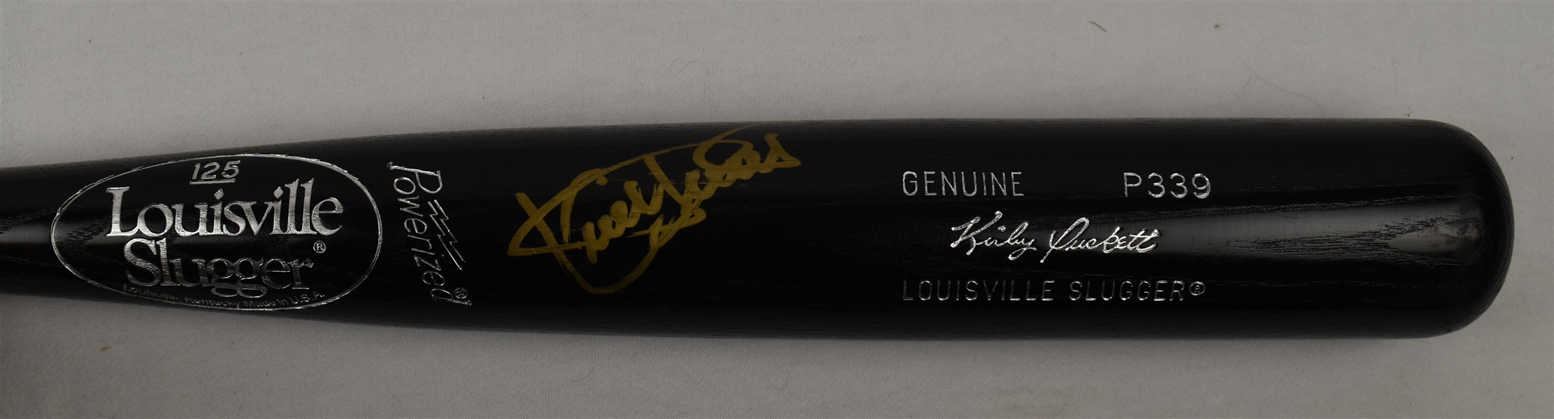 Kirby Puckett Autographed Signature Model Bat in Gold Marker w/Puckett Family Provenance