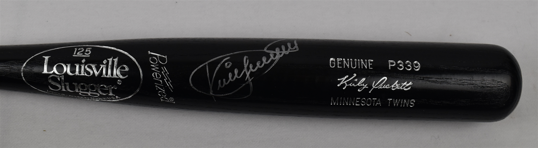 Kirby Puckett Autographed Signature Model Bat in Silver Marker w/Puckett Family Provenance
