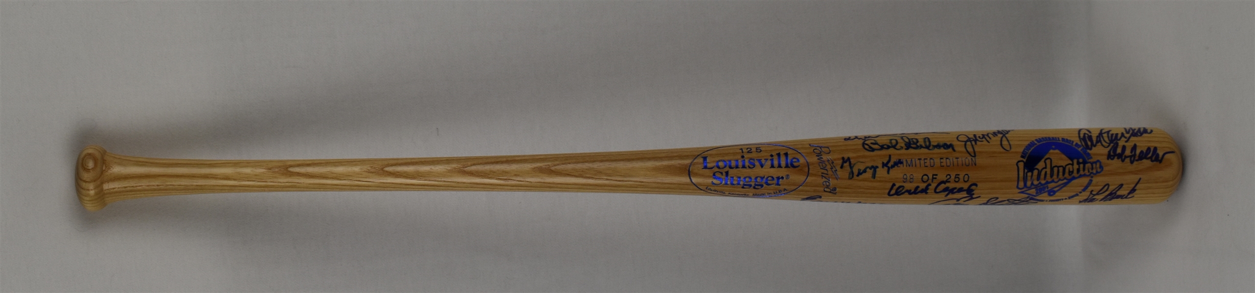 Limited Edition #98/250 Autographed 2001 Hall of Fame Induction Bat w/Puckett Family Provenance