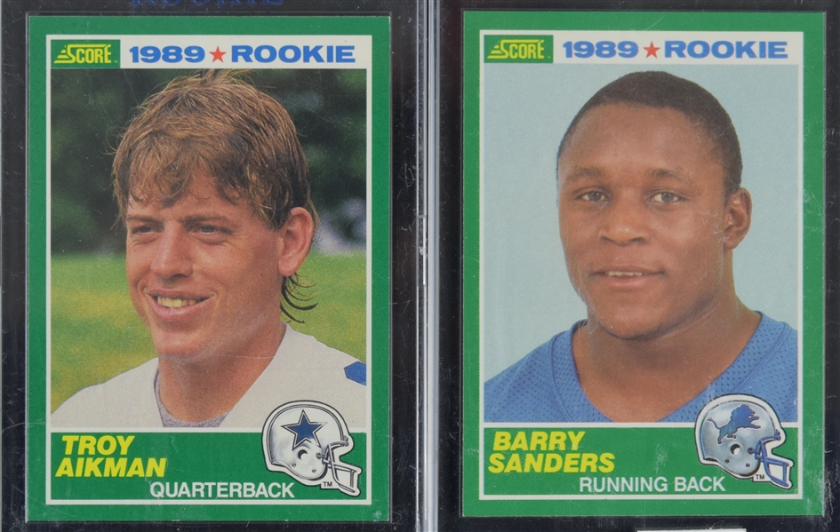 Barry Sanders & Troy Aikman 1989 Score Rookie Cards 