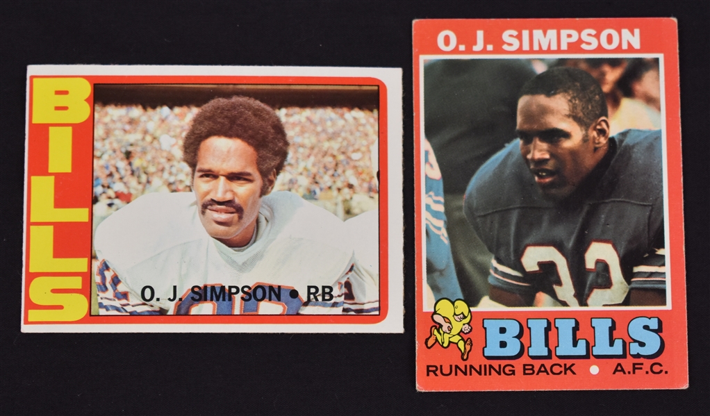 O.J. Simpson 1971 & 1972 Topps Football Cards